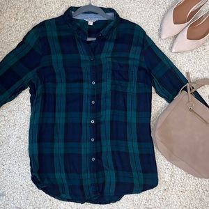Lucky Brand Blue & Green Plaid Button Down